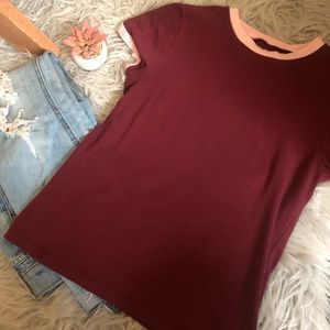 Small maroon and pink t shirt